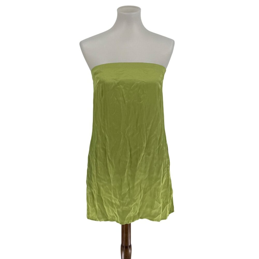 Yfb Maya Tunic Chartreuse Solid Strapless 55% Viscose 45% Rayon Womens S